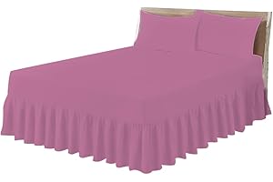 COTON MODE Fuchsia Easy Iron Super King Valance Sheet - Poly Cotton Superking Size Bed Skirt Valance Sheet 183CM x 198CM - Polycotton Super King Size Frilled Base Fitted Valance Sheet