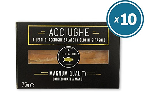 10 confezioni di Filetti di Acciughe/Alici Salate del mare Adriatico 75g - Filet&Fish