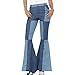 Produktbild Schlaghose Damen Patchwork - M (38/40) - Jeansschlaghose Damen Bootcut Hose Hippie ausgestellte 70er Jahre Jeans Frauenhose Schlagerparty Schlagjeans blau