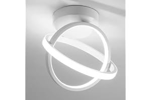 EIDISUNY Ceiling Light LED Modern 2 Circles Creative Personality White Aisle Lamp for Corridor Balcony Doorway Cloakroom Warm Light Cool White Light 18W (Cool White Light)