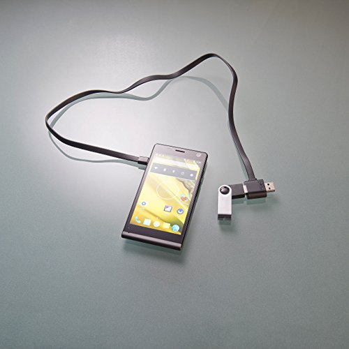 Callstel Micro-USB-Lade- & Daten-Flachkabel mit durchgeschleiftem USB-Port, OTG - 3