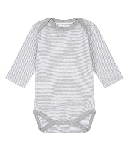 Sense Organics Unisex Baby Yvon Long Sleeve Striped Bodysuit, Grey, 3-6 Months