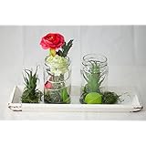 Holztablett mit Ranunkeln - künstliche Blumen, Tischgesteck