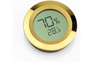 SLEGE Igrometro Termometro Digitale, Igrometro Digitale Termometro Regolabile, Umidità Calibrabile, Diametro 50 mm Rotondo in Lega di Zinco, Misuratore di Umidità per Humidor Sigari/Serra/Cantina