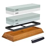 schleifstein set damastmesser ■ Material - Hergestellt aus professionellem Weißkorund, der korrosionsbeständig, hitzebeständig und widerstandsfähig ist.