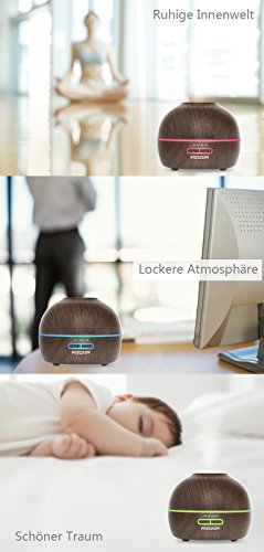 Aroma Diffuser HODGSON 300ml Utraschall Luftbefeuchter Holzmaserung Öl Diffusor mit 7 Fraben LED für Beauty-Salon, SPA, Yoga, Schlafzimmer, Wohnzimmer, Konferenzraum - 4