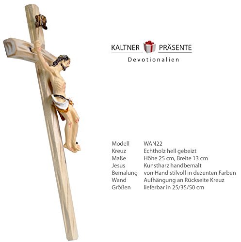 Kaltner Präsente Geschenkidee – Wandkreuz Kruzifix mit Jesus Christus Figur auf Kreuz aus Holz 25 cm von Hand bemalt - 3