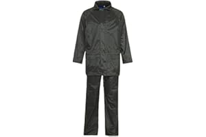 EXPERT WORKWEAR Hi Vis Viz & Plain - Traje de lluvia con capucha y chaqueta y pantalones de alta visibilidad, juego de 2 piezas