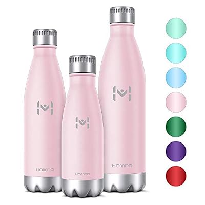 HOMPO Bouteille d'eau en Acier Inoxydable Bouteille Isotherme 500ml isolée à Double paroi，Bouteille Thermos eco Friendly &BPA Free,résistance aux Rayures, Facile à Nettoyer(Rose, 500ml)