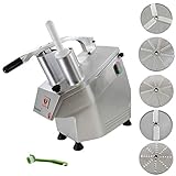 Set inkl. 5 Schneid- und Raspelscheiben: 1x Messerscheibe mit 2 mm Schnittstärke; 1x Messerscheibe mit 4 mm Schnittstärke; 1x Raspelscheibe mit 3 mm Schnittstärke; 1x Raspelscheibe mit 5 mm Schnittstärke; 1x Raspelscheibe mit 8 mm Schnittstärke