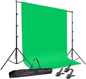 HIFFIN Green Screen Backdrop with Stand, 8FT X 12FT Wide Green Screen Backdrop with 9 FT x 12 FT Wide Photo Backdrop Stand, Photo Backdrop Stand Kit Include Carry Bag