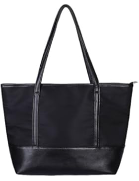 Shopper Tasche,Tote Tasche Spritzen Wasserdicht Nylon PU Nähte Damen Handtasche Groß Frauen Stilvolle Shopper...
