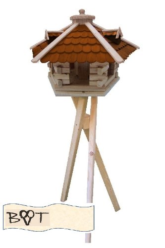 Vogelhaus, Vogelhäuser Futterstation Vogelvilla mit Schindeldach hellbraun braun SG60heOS - 2