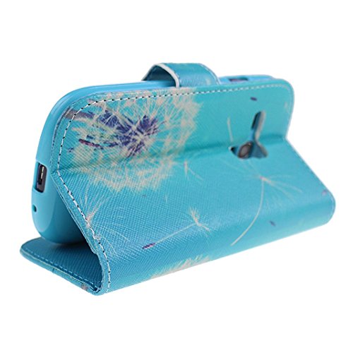 Samsung Galaxy S3 Mini Schutzhülle Rosa Schleife® Handyhülle für Samsung Galaxy S3 Mini PU Leder TPU Innere Flip Stand Funktion Schutzhülle mit Kartensteckplätze und Cash-Steckplatz (Löwenzahn Blaue Basis) - 4