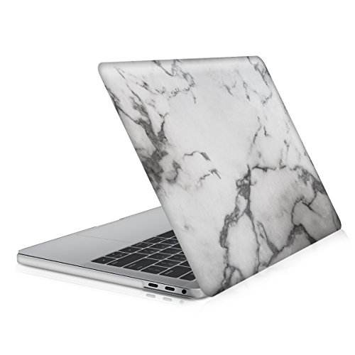 kwmobile Hardcase Laptop Hülle für Apple MacBook Pro 13″ (ab 2016) Touchbar – Marmor Design Weiß Schwarz dünne gummierte Schutzhülle Cover Case Tasche - 5