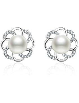 S.Vantine Perlen Ohrringe Damen Ohrstecker Ohrringe 925 Sterling Silber Ohrringe Perle Set