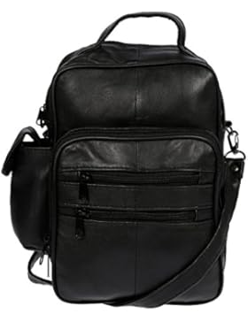 Christian Wippermann hochwertige Herren Leder Arbeitstasche Umhängetasche in schwarz