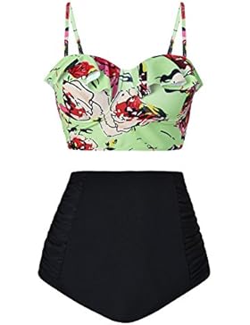 Angerella Vintage Stringy Selvedge Crop Top Hohe Taille Blumen Bikini-Set Badeanzug