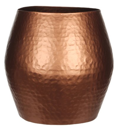 Übertopf Malu 231267, Höhe 28 cm, Durchmesser 28 cm, Metall gehämmert kupferfarben