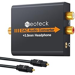 Neoteck DAC Convertidor de Audio Digital a Analágico Coaxial Óptico Toslink Señal a Adaptador de Audio Analágico RCA con Salida de Jack de 3,5 mm para HDTV BLU Ray DVD Sky HD Xbox 360 PS3