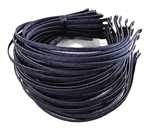 RAWAT Pack Of 20pc Hair Bands Metal Headbands Covered With Fabric No Teeth Inside For Making Latest DIY Hair Accessories For Kids, Girls, Womens, Unisex Color- Black Metal With Fabric, Size: Regular