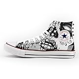 weiße sneaker mit nieten herren  Converse All Star Sneaker, mit silbernen Nieten personalisiert, Motiv: Totenkopf, mehrfarbig - mehrfarbig - Größe: normale