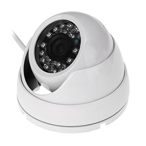 SODIAL (R) 800TVL HD interior exterior camara impermeable de seguridad de la boveda CCTV camara domo de vigilancia de corte IR 25m Blanca