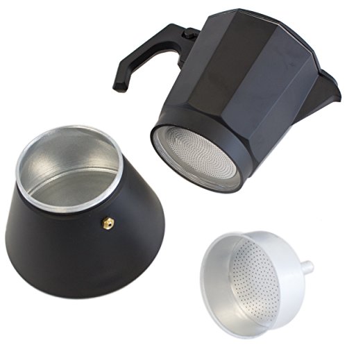 Oxid7® Italienischer Espressokocher Espresso Mokka Maker Aluminium für 3/6/9/12 Tassen Espressomaschine schwarz für Induktion geeignet - 3
