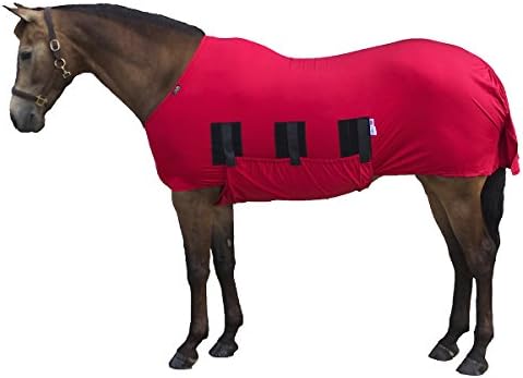 Snuggy Hoods Shiny Show Lycra Rug / Lycra Body with Belly - 7 Sizes (L 6'6"-6'9", Red)