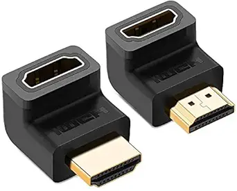 MVTECH HDMI to HDMI 90 Degree Adapter, Right Angle L Shape HDMI Male to HDMI Female Gold Plated Cable Adapter Compatible with HDTV 1080P HDMI Cable Connector (Pack Of 2)