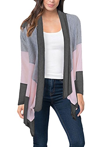 Preisvergleich Produktbild CoCo Fashion Damen Irregular Cardigan Strickjacke Lose Kimono Strickmantel Spleißen Langarmshirt Top Outwear (M, Grau)