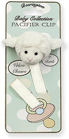 Bearington Baby White LAMBY Lamb Pacifier Clip