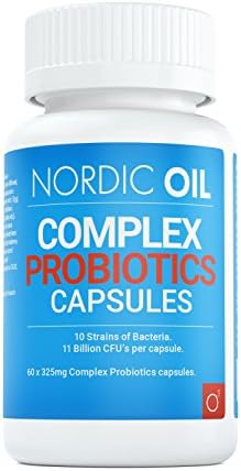 Probiotics with Advanced Strength Maximum CFU Count - 60 x 325mg Capsules - NON GMO &amp; Made in the UK by Nordic Oil