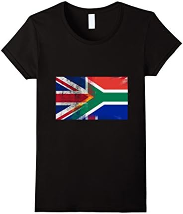 Womens British South African Half South Africa Half UK Flag Shirt Medium Black