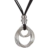 kette lang modeschmuck Extravagante Halskette mit versilbertem Wickelstil-Anhänger mit Kristallperle und schwarzem Mehrfachstrang-Wildlederband, handgemachter Modeschmuck, lange Halskette. Diese Modeschmuck-Halskette wird Glamour zu Ihren Kleidungsstücken hinzufügen und ist ein modernes Accessoire. Ein perfektes Geschenk für jeden Anlass: zum Geburtstag, zu Weihnachten, zum Muttertag, Valentinstag und mehr.