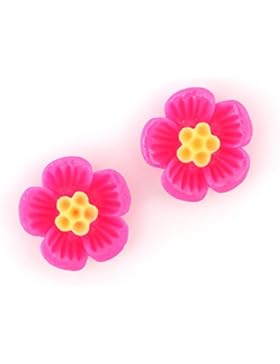 Idin Ohrclips - Fuchsienfarbene Primeln (ca. 16 x 16 mm)