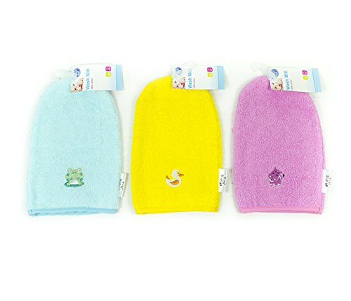 First Steps Baby Wash Mitt in 3 Assorted Colours Perfect for Bath Time