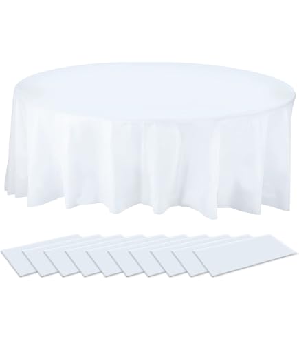 Lot De 10 Nappes Rondes Blanches Jetables 230 Cm - PEVA Imperméable Pour Mariage Et Fêtes