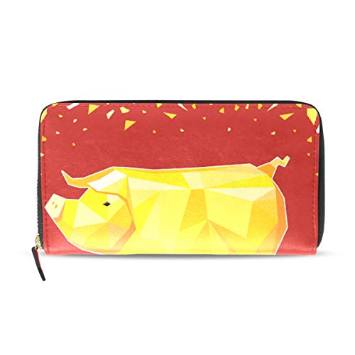Preisvergleich Produktbild XiangHeFu Frauen Geldbörse Clutch Bag Reißverschluss Happy New Year 2019 Leder