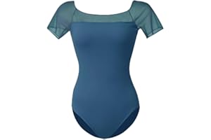 ROYAL SMEELA Sexy mesh ballett trikot damen mit bh Kurzarm ballettbody frauen ballettkleidung leotard nylon tanztrikot erwachsene tanzen trikots ballerina body