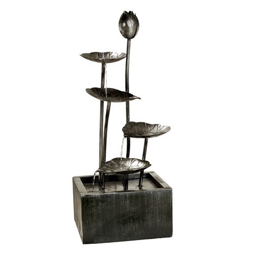 Zimmerbrunnen Springbrunnen 61 cm mit 4 Kelchblätter - Polyresin