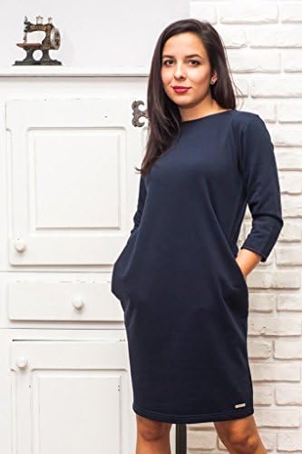 Ladies dress in navy color, Women dress - 100% Cotton, XL/2XL size