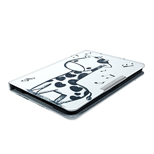 kwmobile Hülle für Tolino Vision 1 / 2 / 3 / 4 HD – Flipcover Case eReader Schutzhülle – Bookstyle Klapphülle Giraffe Comic Design Schwarz Weiß - 6