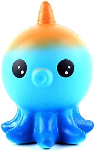 SEWORLD Squeeze Squid Squishy Slow Rising Cream Scented Decompression Toys (12X8cm, Blue)