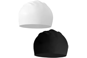 DNMH Bonnets de bain 2 pièces, bonnets de bain en tissu polyester élastique, bonnets de bain doux pour enfants femmes hommes bonnet de bain femme