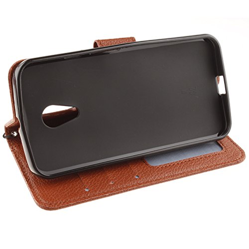 Cozy Hut Motorola Moto G2 Lederhülle,Magnetverschluss Schutzhülle Folio Cover für Motorola Moto G2 Braun Ledertasche im Bookstyle mit Kartenfächer und Standfunktion Hülle Motorola Moto G2 Handy taschen Classic Series Leder Schale [Built-in Card Slots] Brieftasche Etui Schutz Flip Leather Case – Braun - 5