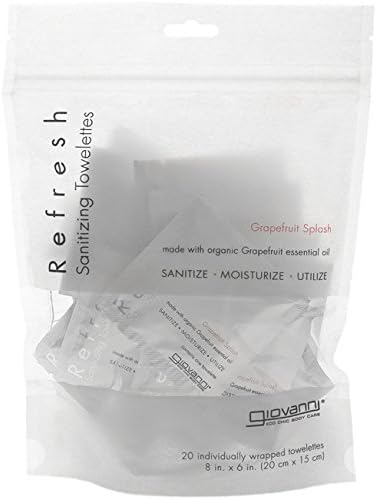Giovanni: Organic Mini Towelettes 20 count, Refresh Grapefruit Splash (5 pack)