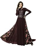 AnK Coffee Georgette Embroidered Long Anarakali Semi Stitched Salwar Suit With Dupatta RS.1495 (63.00% Off) - Amazon