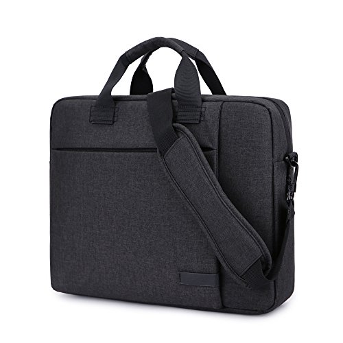 Laptop Tasche 15,6 Zoll, ShengTS Nylon Laptop Messenger Bag Umhängetasche mit Handgriff und Schultertasche mit Zubehör-Fächern und widerstandsfähigen Polsterwänden für 15-15,6 Zoll Laptop / Notebook / MacBook / Ultrabook / Chromebook Computers,Schwarz - 4