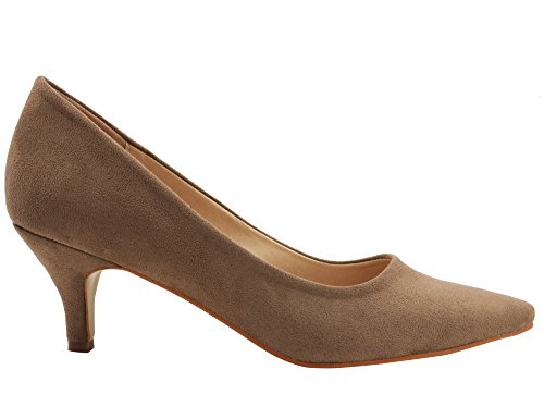 Greatonu Spitz Pumps Nubukleder Kitten Absatz Pointed Toe - 2